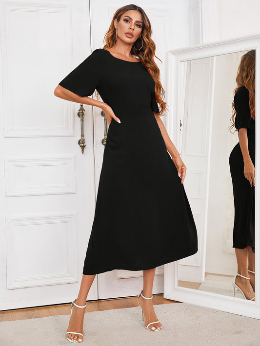 Round Neck Cutout Half Sleeve Dress