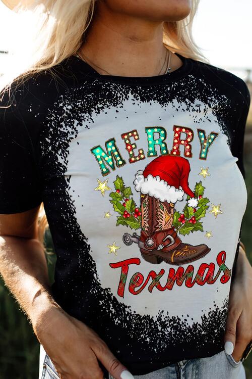 MERRY TEXMAS Texas Graphic Short Sleeve Splatter T-Shirt