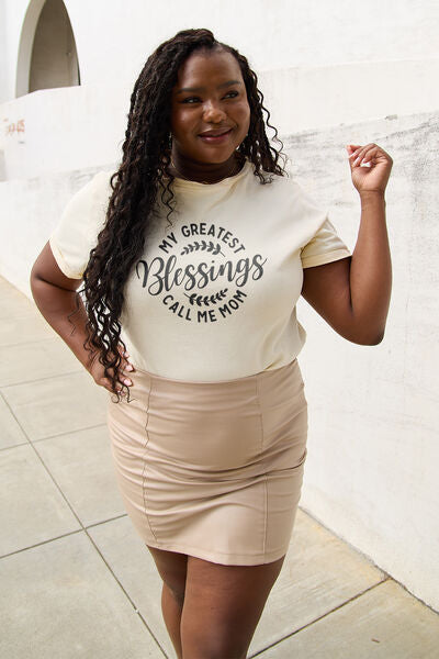 Simply Love MY GREATEST BLESSINGS CALL ME MOM Short Sleeve Graphic T-Shirt