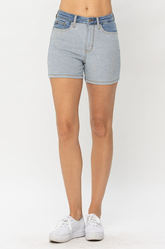 Judy Blue Full Size Color Block Denim Shorts