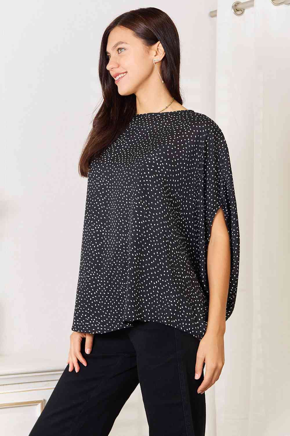 Designer Bound Dolman Sleeve Round Neck Blouse - RTS