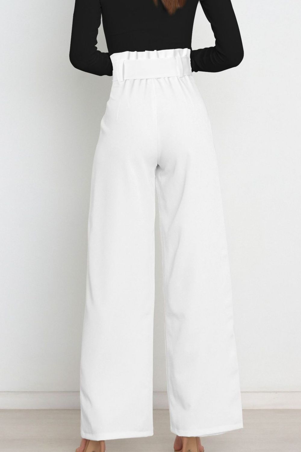 Tie Front Paperbag Wide Leg Pants