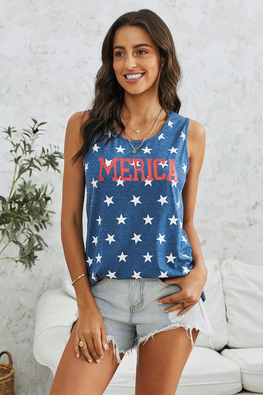 Merica Star Print Tank