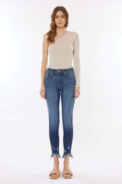 Kancan Raw Hem High Rise Cropped Jeans