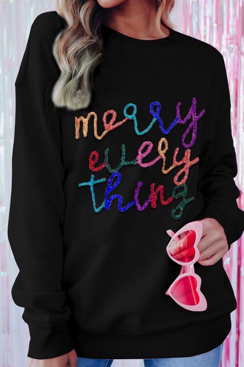 Merry Letter Graphic Dropped Shoulder Sweatshirt