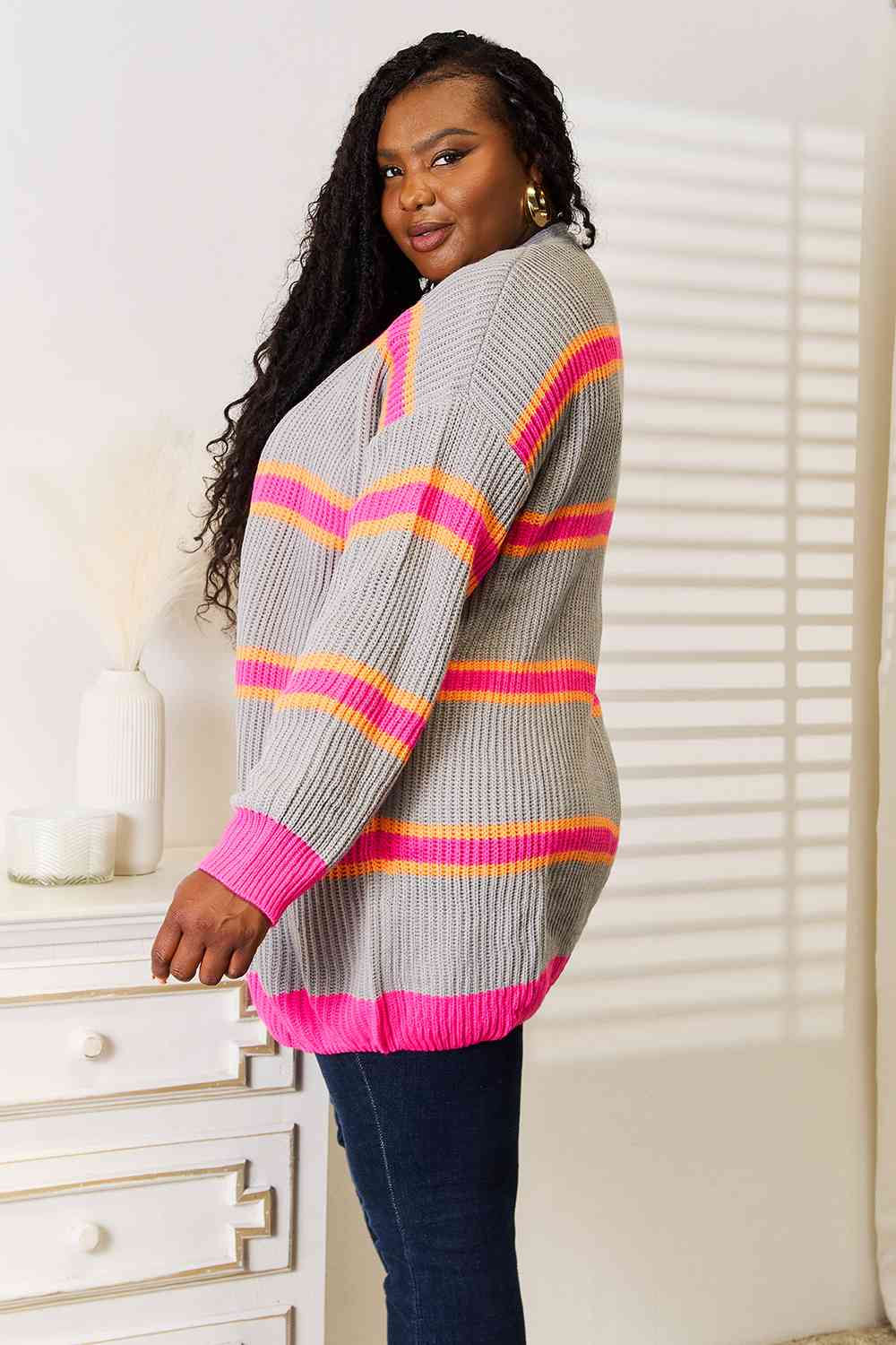 Colorpop Ribbed Long Sleeve Cardigan - RTS