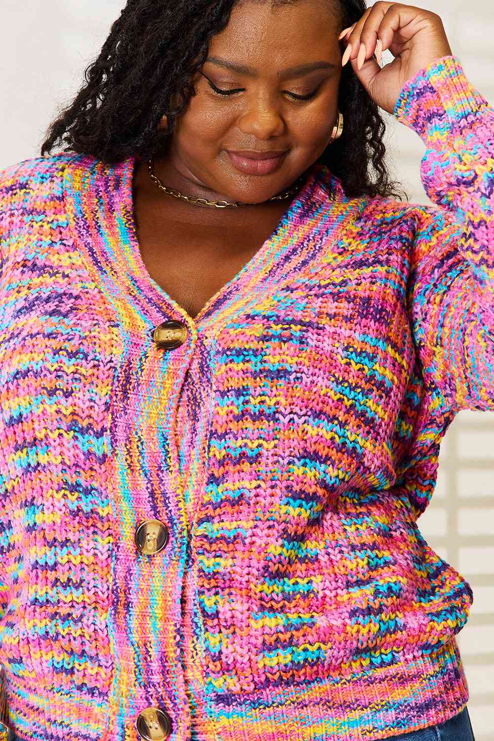 Rainbow Vibes Woven Long Sleeve Cardigan - RTS