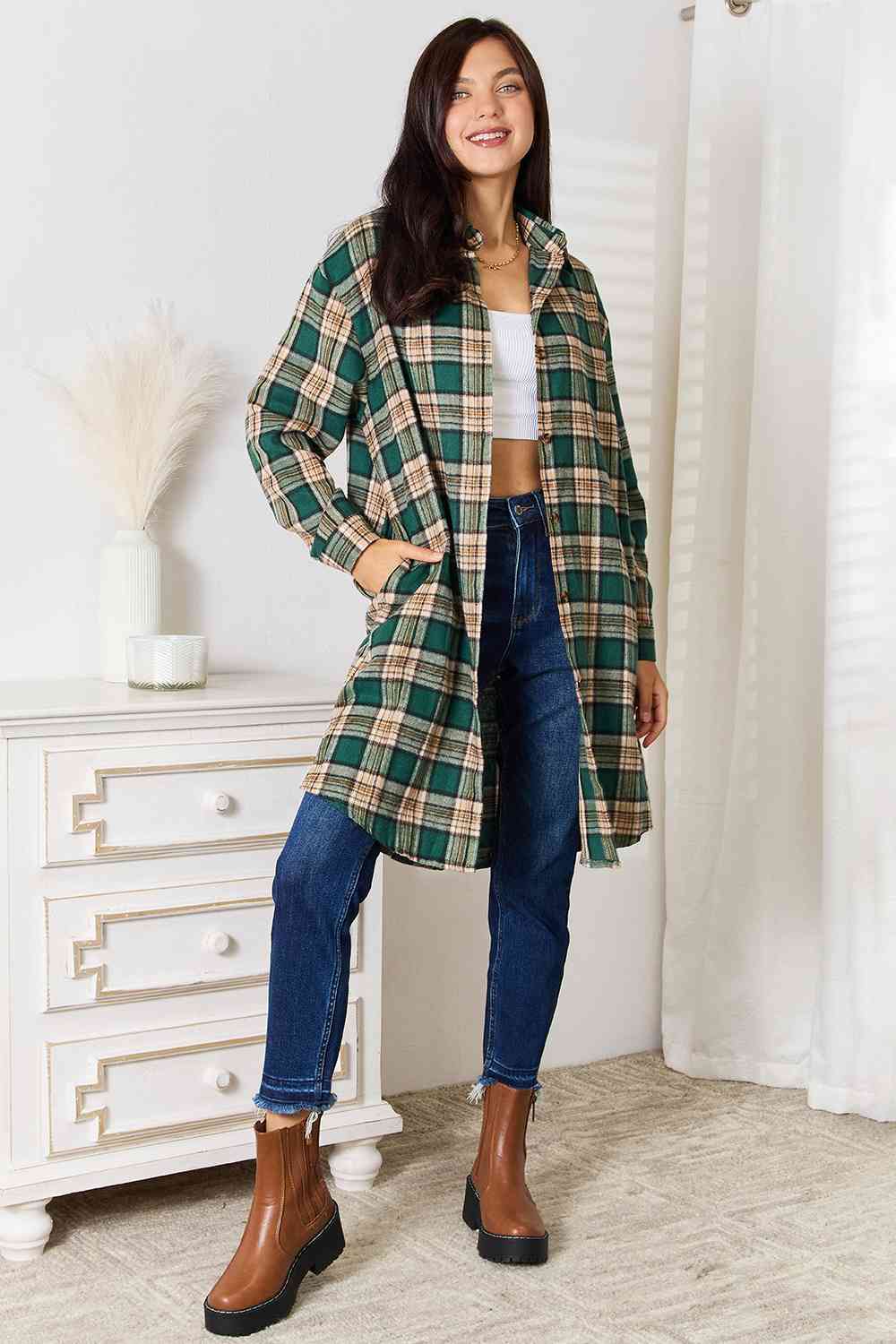 JackOLantern Plaid Collared Neck Long Sleeve Shirt