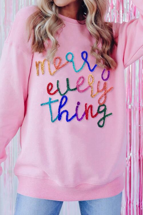 Merry Letter Graphic Dropped Shoulder Sweatshirt