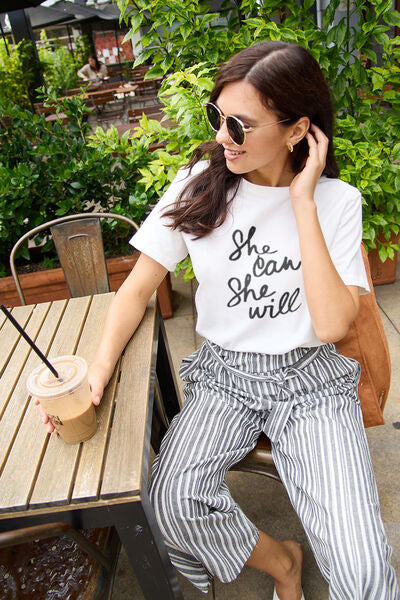 Simply Love SHE CAN SHE WILL Short Sleeve Graphic T-Shirt