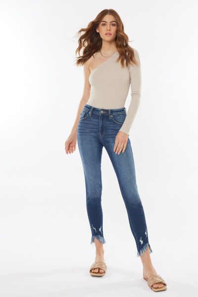 Kancan Raw Hem High Rise Cropped Jeans