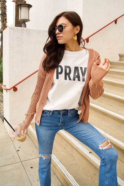 Simply Love PRAY Round Neck Graphic T-Shirt