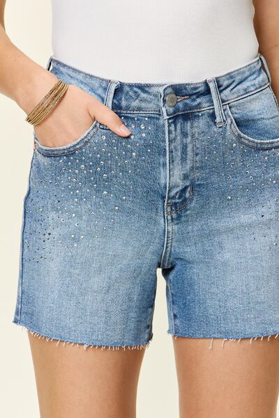 Judy Blue High Rise Rhinestone Decor Denim Shorts