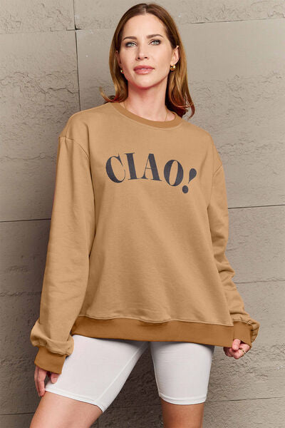 Simply Love CIAO！Round Neck Sweatshirt