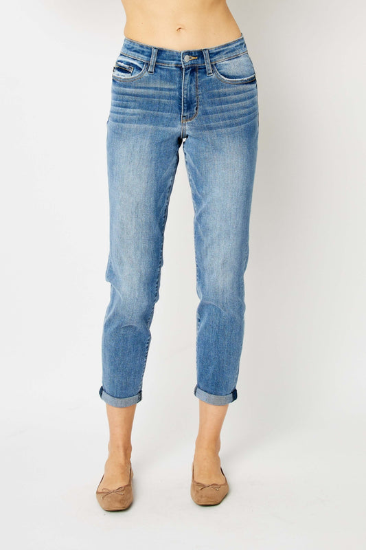 Judy Blue Full Size Cuffed Hem Slim Jeans