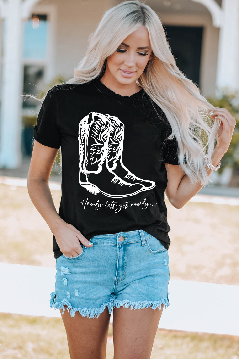 Boots Howdy Graphic Tee Shirt