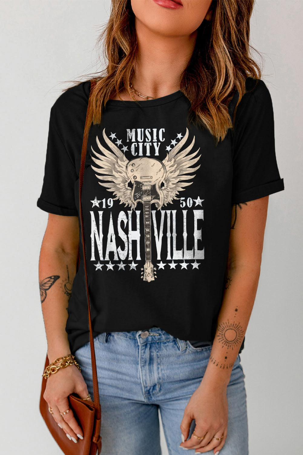 Nashville Graphic Cuffed Sleeve T-Shirt