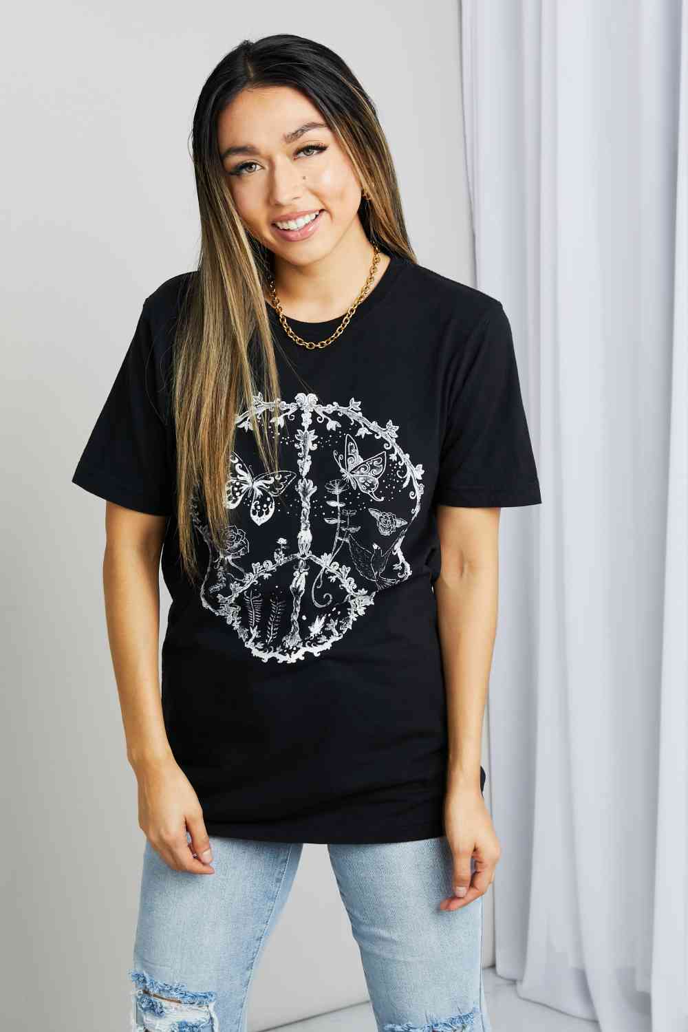 mineB Butterfly Peace Graphic Tee Shirt