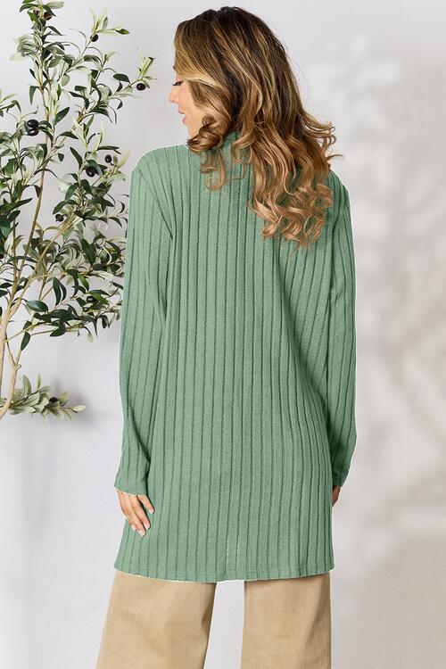 Basic Babe It has Pockets Ribbed Open Front Cardigan