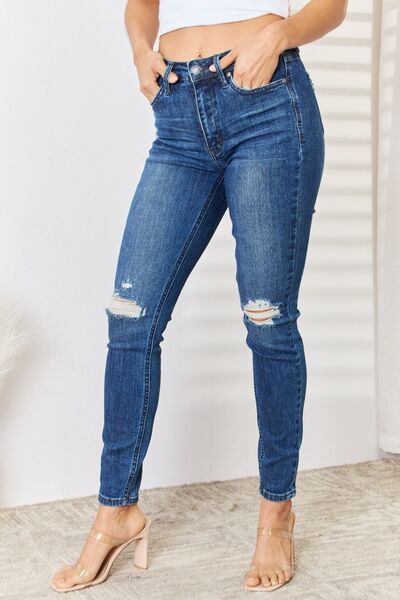 Judy Blue High Rise Distressed Slim Jeans