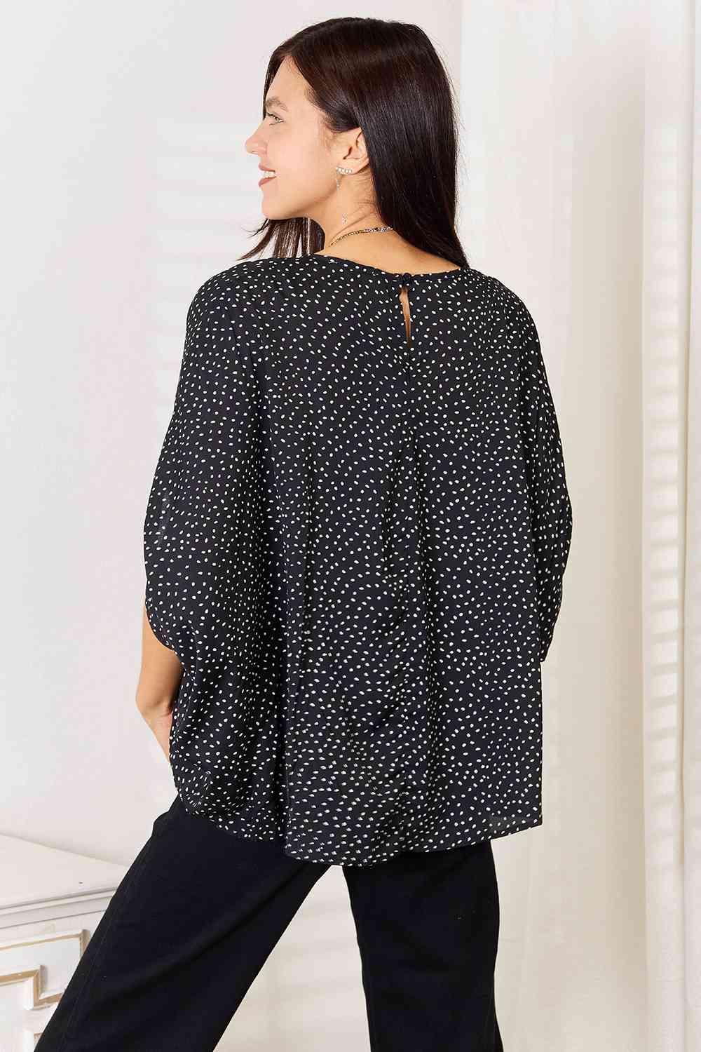 Designer Bound Dolman Sleeve Round Neck Blouse - RTS