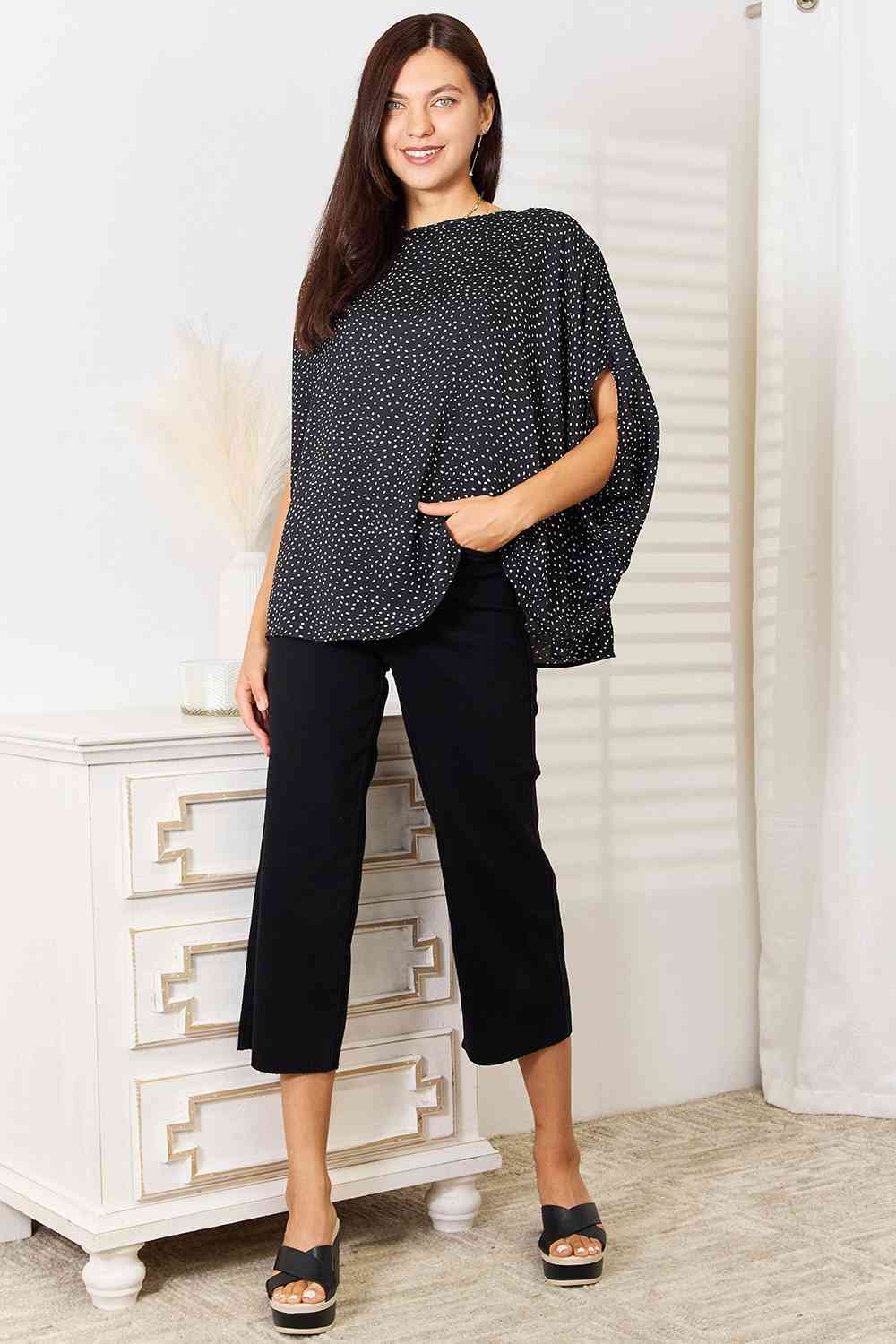 Designer Bound Dolman Sleeve Round Neck Blouse - RTS