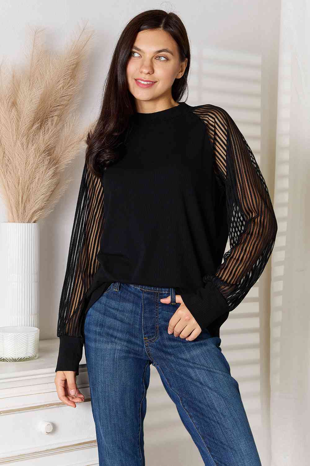 Adore You Sheer Sleeve Blouse