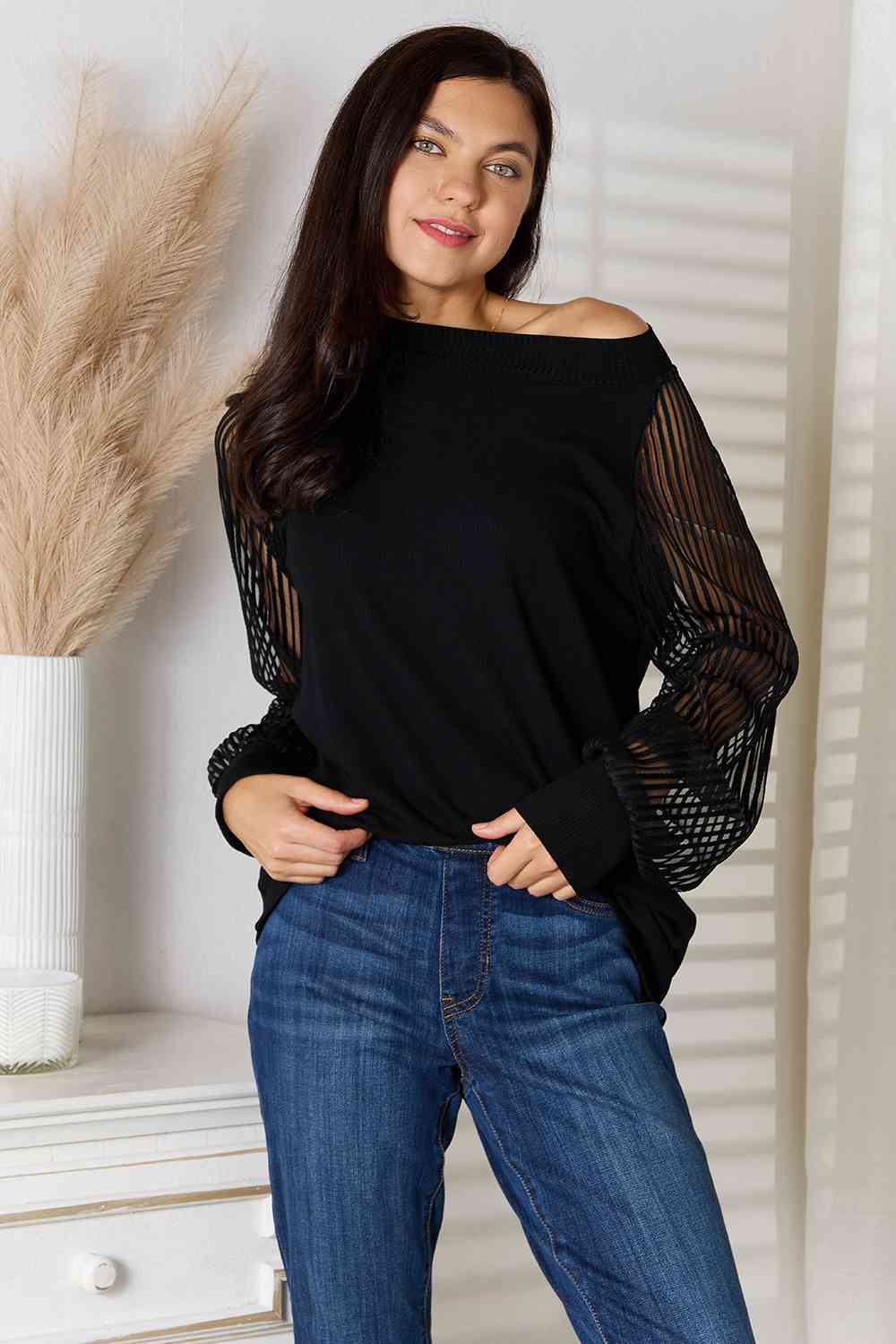 Adore You Sheer Sleeve Blouse