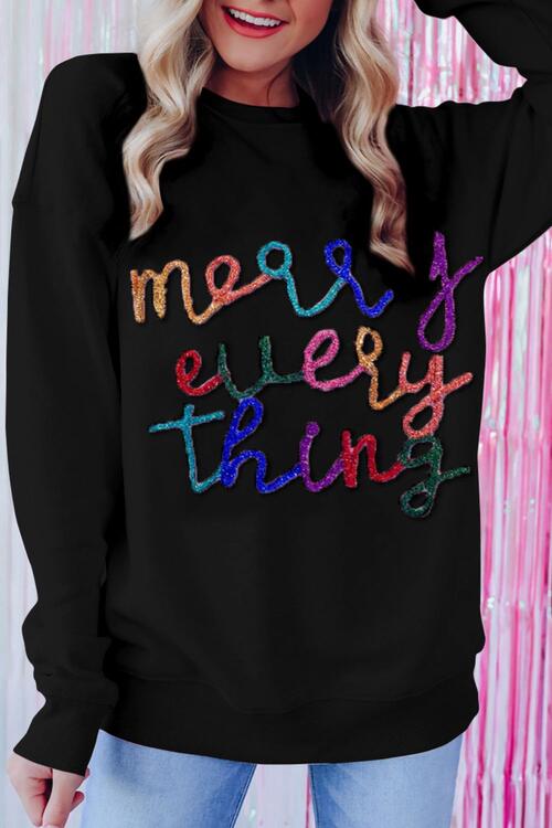 Merry Letter Graphic Dropped Shoulder Sweatshirt