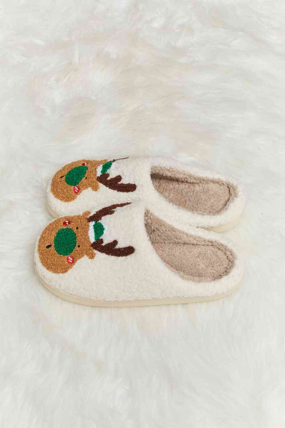 Christmas Rudolph Reindeer Plush Slide Slippers