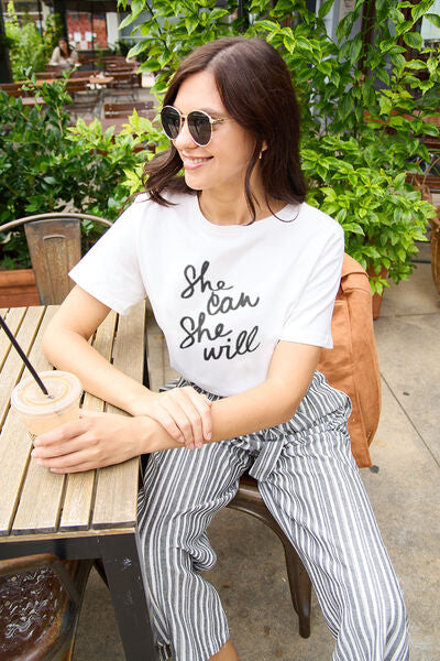 Simply Love SHE CAN SHE WILL Short Sleeve Graphic T-Shirt