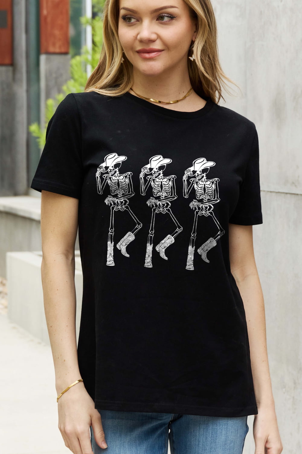 Triple Skeletons Graphic Cotton Tee