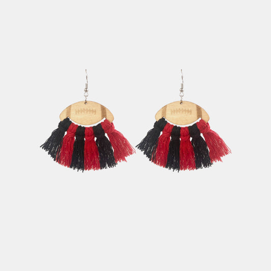 Fringe Football Wooden Dangle Earrings