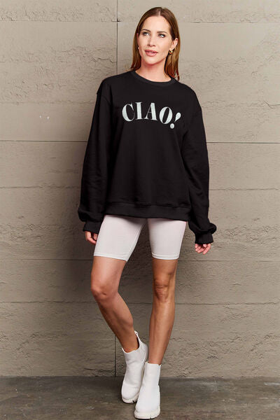 Simply Love CIAO！Round Neck Sweatshirt