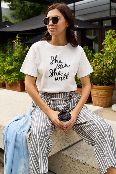 Simply Love SHE CAN SHE WILL Short Sleeve Graphic T-Shirt