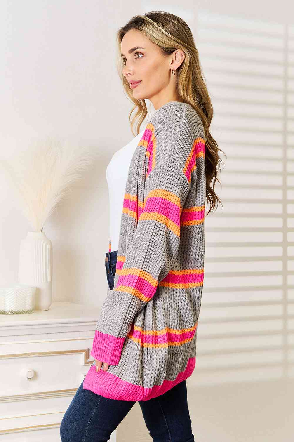 Colorpop Ribbed Long Sleeve Cardigan - RTS