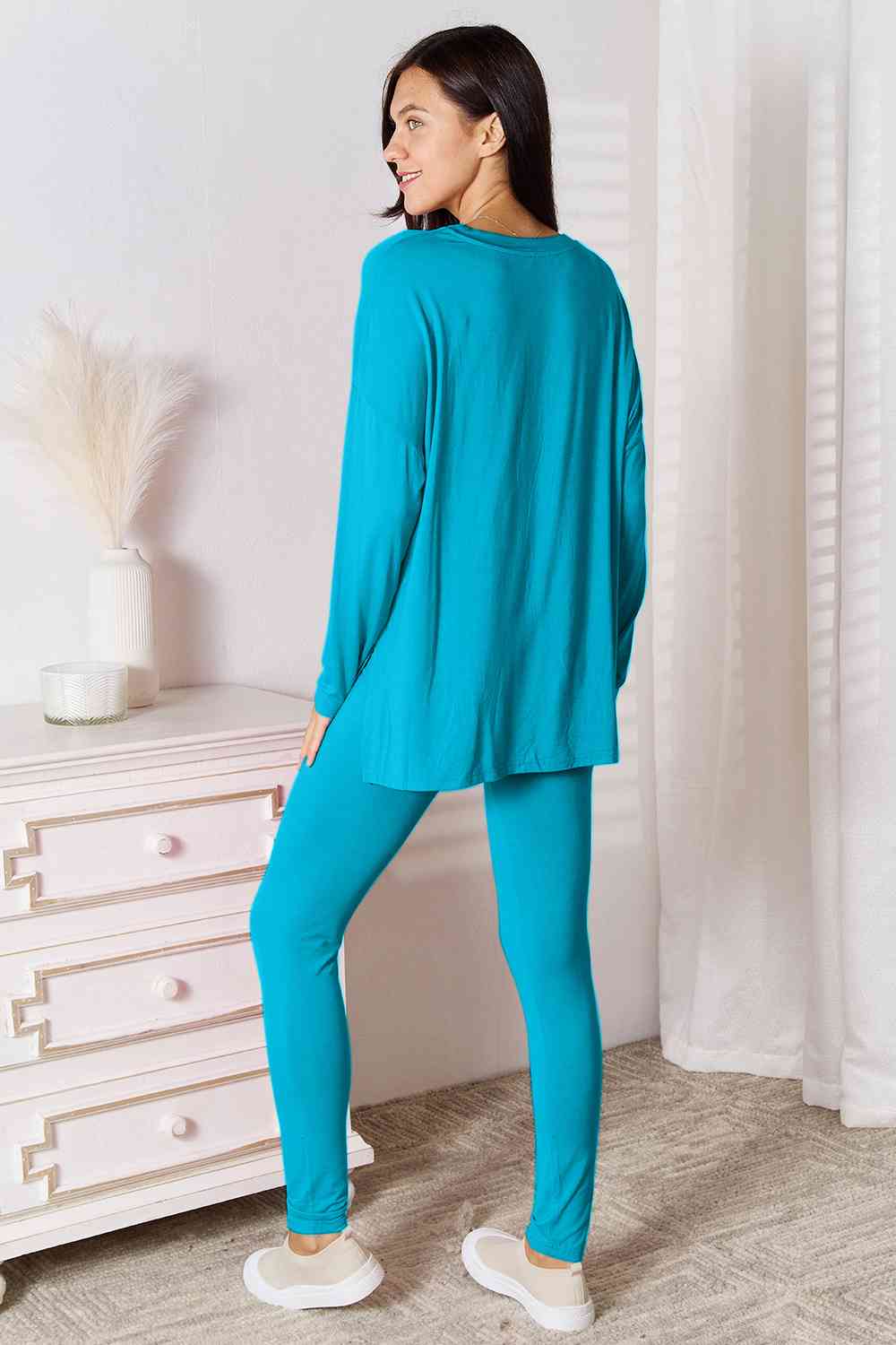 Comfy Loungin V-Neck Soft Long Sleeve Top and Pants Set