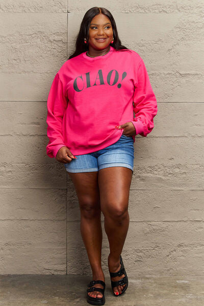 Simply Love CIAO！Round Neck Sweatshirt