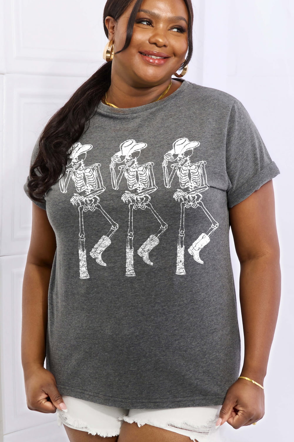 Triple Skeletons Graphic Cotton Tee