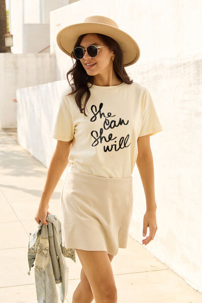 Simply Love SHE CAN SHE WILL Short Sleeve Graphic T-Shirt